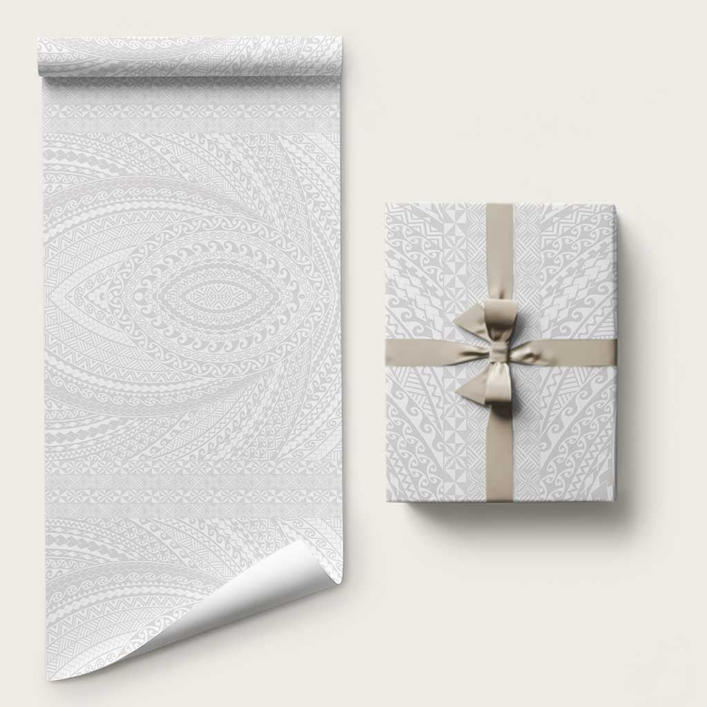 Lotu Tamaiti White Tongan Ngatu Wrapping Paper Polynesian Tribal Fonulei Pattern - Polynesian Pride