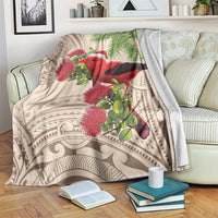 Christmas Hawaii with I'iwi Bird Blanket Aloha Mele Kalikimaka - Beige Art LT9 Beige - Polynesian Pride