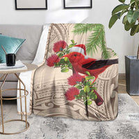 Christmas Hawaii with I'iwi Bird Blanket Aloha Mele Kalikimaka - Beige Art LT9 - Polynesian Pride