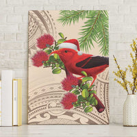 Christmas Hawaii with I'iwi Bird Canvas Wall Art Aloha Mele Kalikimaka - Beige Art LT9 Without Frame Beige - Polynesian Pride