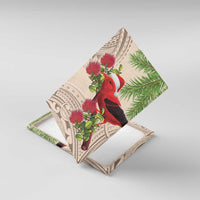 Christmas Hawaii with I'iwi Bird Canvas Wall Art Aloha Mele Kalikimaka - Beige Art LT9 With Frame Beige - Polynesian Pride