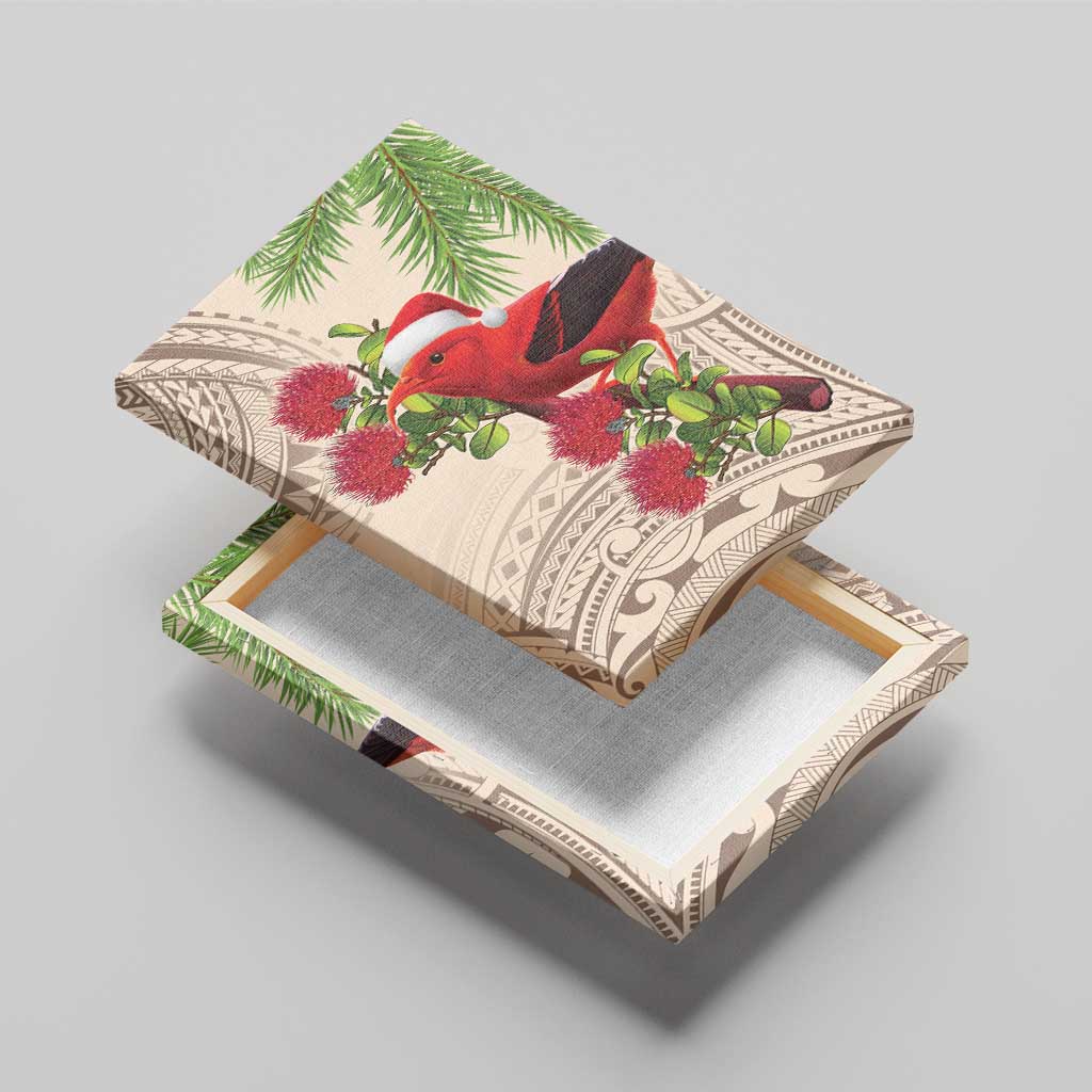 Christmas Hawaii with I'iwi Bird Canvas Wall Art Aloha Mele Kalikimaka - Beige Art LT9 - Polynesian Pride