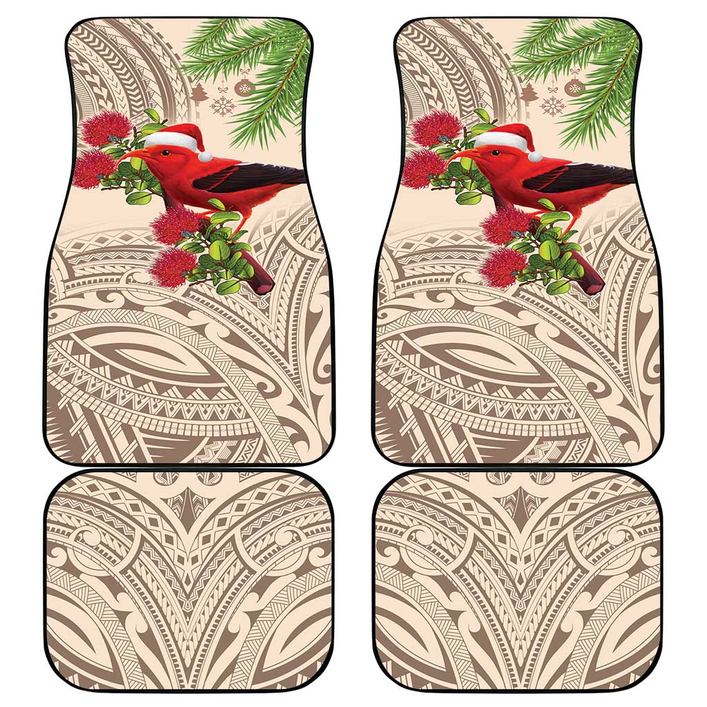 Christmas Hawaii with I'iwi Bird Car Mats Aloha Mele Kalikimaka - Beige Art