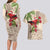 Christmas Hawaii with I'iwi Bird Couples Matching Long Sleeve Bodycon Dress and Hawaiian Shirt Aloha Mele Kalikimaka - Beige Art