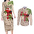 Christmas Hawaii with I'iwi Bird Couples Matching Long Sleeve Bodycon Dress and Long Sleeve Button Shirt Aloha Mele Kalikimaka - Beige Art