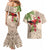 Christmas Hawaii with I'iwi Bird Couples Matching Mermaid Dress and Hawaiian Shirt Aloha Mele Kalikimaka - Beige Art