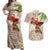 Christmas Hawaii with I'iwi Bird Couples Matching Off Shoulder Maxi Dress and Hawaiian Shirt Aloha Mele Kalikimaka - Beige Art