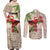 Christmas Hawaii with I'iwi Bird Couples Matching Off Shoulder Maxi Dress and Long Sleeve Button Shirt Aloha Mele Kalikimaka - Beige Art