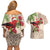 Christmas Hawaii with I'iwi Bird Couples Matching Off Shoulder Short Dress and Hawaiian Shirt Aloha Mele Kalikimaka - Beige Art