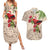 Christmas Hawaii with I'iwi Bird Couples Matching Summer Maxi Dress and Hawaiian Shirt Aloha Mele Kalikimaka - Beige Art