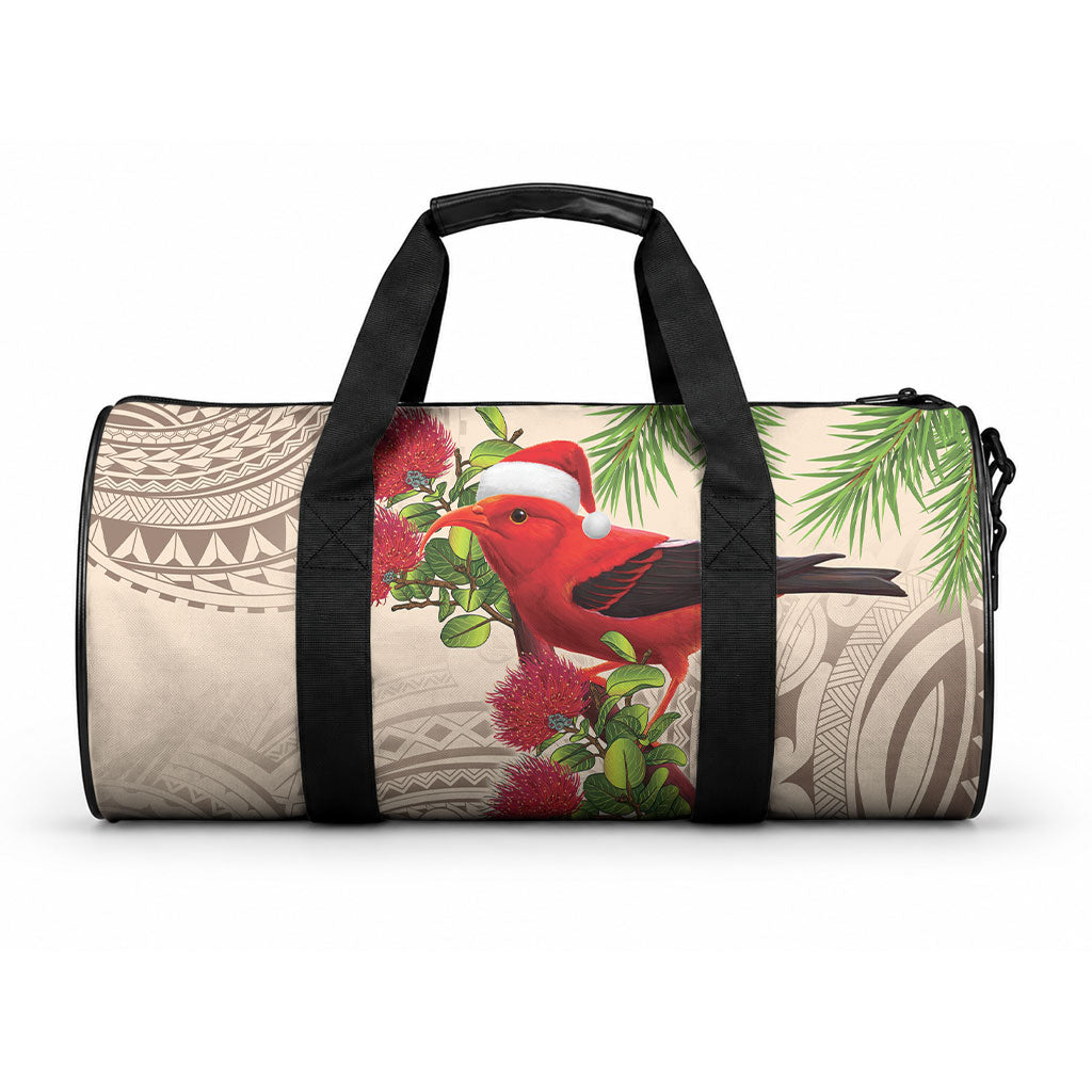 Christmas Hawaii with I'iwi Bird Duffle Bag Aloha Mele Kalikimaka - Beige Art LT9 One size Beige - Polynesian Pride