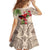 Christmas Hawaii with I'iwi Bird Family Matching Off Shoulder Short Dress and Hawaiian Shirt Aloha Mele Kalikimaka - Beige Art
