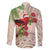 Christmas Hawaii with I'iwi Bird Family Matching Off Shoulder Short Dress and Hawaiian Shirt Aloha Mele Kalikimaka - Beige Art