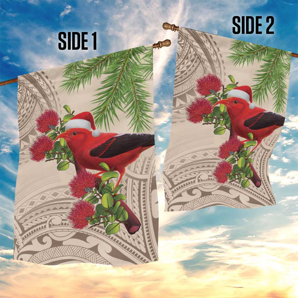 Christmas Hawaii with I'iwi Bird Garden Flag Aloha Mele Kalikimaka - Beige Art LT9 - Polynesian Pride
