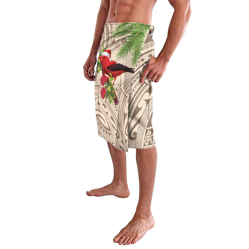 Christmas Hawaii with I'iwi Bird Lavalava Aloha Mele Kalikimaka - Beige Art LT9 - Polynesian Pride