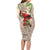 Christmas Hawaii with I'iwi Bird Long Sleeve Bodycon Dress Aloha Mele Kalikimaka - Beige Art