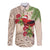 Christmas Hawaii with I'iwi Bird Long Sleeve Button Shirt Aloha Mele Kalikimaka - Beige Art