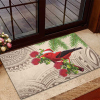 Christmas Hawaii with I'iwi Bird Rubber Doormat Aloha Mele Kalikimaka - Beige Art LT9 - Polynesian Pride