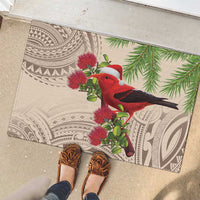 Christmas Hawaii with I'iwi Bird Rubber Doormat Aloha Mele Kalikimaka - Beige Art LT9 - Polynesian Pride