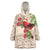 Christmas Hawaii with I'iwi Bird Wearable Blanket Hoodie Aloha Mele Kalikimaka - Beige Art