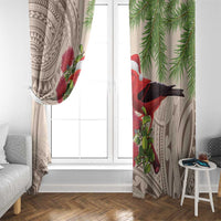 Christmas Hawaii with I'iwi Bird Window Curtain Aloha Mele Kalikimaka - Beige Art LT9 - Polynesian Pride