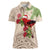 Christmas Hawaii with I'iwi Bird Women Polo Shirt Aloha Mele Kalikimaka - Beige Art