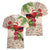 Christmas Hawaii with I'iwi Bird Women V-Neck T-Shirt Aloha Mele Kalikimaka - Beige Art