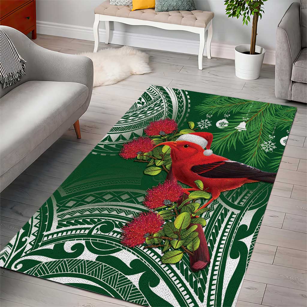 Christmas Hawaii with I'iwi Bird Area Rug Aloha Mele Kalikimaka - Green Art
