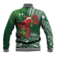 Christmas Hawaii with I'iwi Bird Baseball Jacket Aloha Mele Kalikimaka - Green Art LT9 - Polynesian Pride