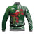 Christmas Hawaii with I'iwi Bird Baseball Jacket Aloha Mele Kalikimaka - Green Art