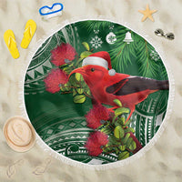 Christmas Hawaii with I'iwi Bird Beach Blanket Aloha Mele Kalikimaka - Green Art LT9 One Size 150cm Green - Polynesian Pride