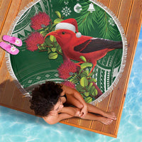 Christmas Hawaii with I'iwi Bird Beach Blanket Aloha Mele Kalikimaka - Green Art LT9 - Polynesian Pride
