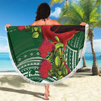 Christmas Hawaii with I'iwi Bird Beach Blanket Aloha Mele Kalikimaka - Green Art LT9 - Polynesian Pride