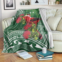 Christmas Hawaii with I'iwi Bird Blanket Aloha Mele Kalikimaka - Green Art LT9 Green - Polynesian Pride