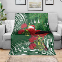 Christmas Hawaii with I'iwi Bird Blanket Aloha Mele Kalikimaka - Green Art LT9 - Polynesian Pride