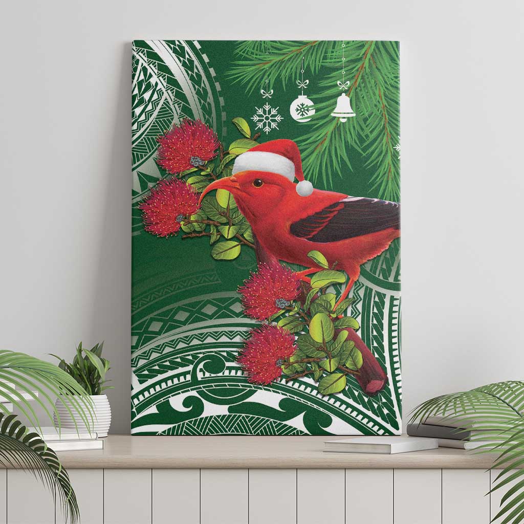 Christmas Hawaii with I'iwi Bird Canvas Wall Art Aloha Mele Kalikimaka - Green Art LT9 - Polynesian Pride
