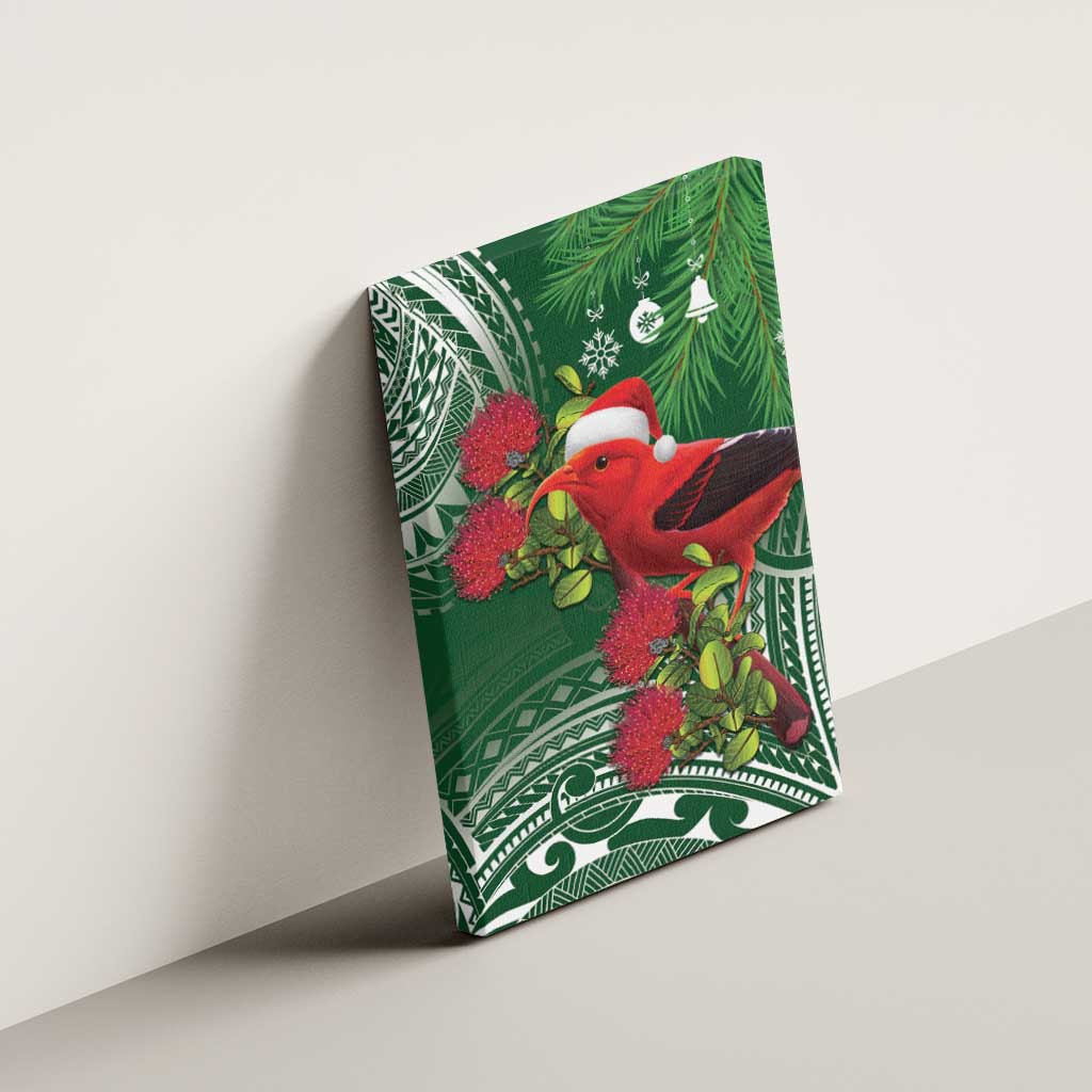 Christmas Hawaii with I'iwi Bird Canvas Wall Art Aloha Mele Kalikimaka - Green Art LT9 - Polynesian Pride