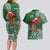 Christmas Hawaii with I'iwi Bird Couples Matching Long Sleeve Bodycon Dress and Hawaiian Shirt Aloha Mele Kalikimaka - Green Art