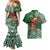 Christmas Hawaii with I'iwi Bird Couples Matching Mermaid Dress and Hawaiian Shirt Aloha Mele Kalikimaka - Green Art