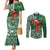 Christmas Hawaii with I'iwi Bird Couples Matching Mermaid Dress and Long Sleeve Button Shirt Aloha Mele Kalikimaka - Green Art