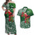 Christmas Hawaii with I'iwi Bird Couples Matching Off Shoulder Maxi Dress and Hawaiian Shirt Aloha Mele Kalikimaka - Green Art