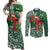 Christmas Hawaii with I'iwi Bird Couples Matching Off Shoulder Maxi Dress and Long Sleeve Button Shirt Aloha Mele Kalikimaka - Green Art