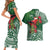 Christmas Hawaii with I'iwi Bird Couples Matching Short Sleeve Bodycon Dress and Hawaiian Shirt Aloha Mele Kalikimaka - Green Art