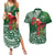 Christmas Hawaii with I'iwi Bird Couples Matching Summer Maxi Dress and Hawaiian Shirt Aloha Mele Kalikimaka - Green Art