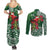 Christmas Hawaii with I'iwi Bird Couples Matching Summer Maxi Dress and Long Sleeve Button Shirt Aloha Mele Kalikimaka - Green Art