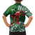 Christmas Hawaii with I'iwi Bird Family Matching Off Shoulder Maxi Dress and Hawaiian Shirt Aloha Mele Kalikimaka - Green Art