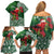 Christmas Hawaii with I'iwi Bird Family Matching Off Shoulder Short Dress and Hawaiian Shirt Aloha Mele Kalikimaka - Green Art