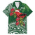 Christmas Hawaii with I'iwi Bird Family Matching Off Shoulder Short Dress and Hawaiian Shirt Aloha Mele Kalikimaka - Green Art