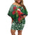 Christmas Hawaii with I'iwi Bird Family Matching Off Shoulder Short Dress and Hawaiian Shirt Aloha Mele Kalikimaka - Green Art