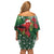 Christmas Hawaii with I'iwi Bird Family Matching Off Shoulder Short Dress and Hawaiian Shirt Aloha Mele Kalikimaka - Green Art